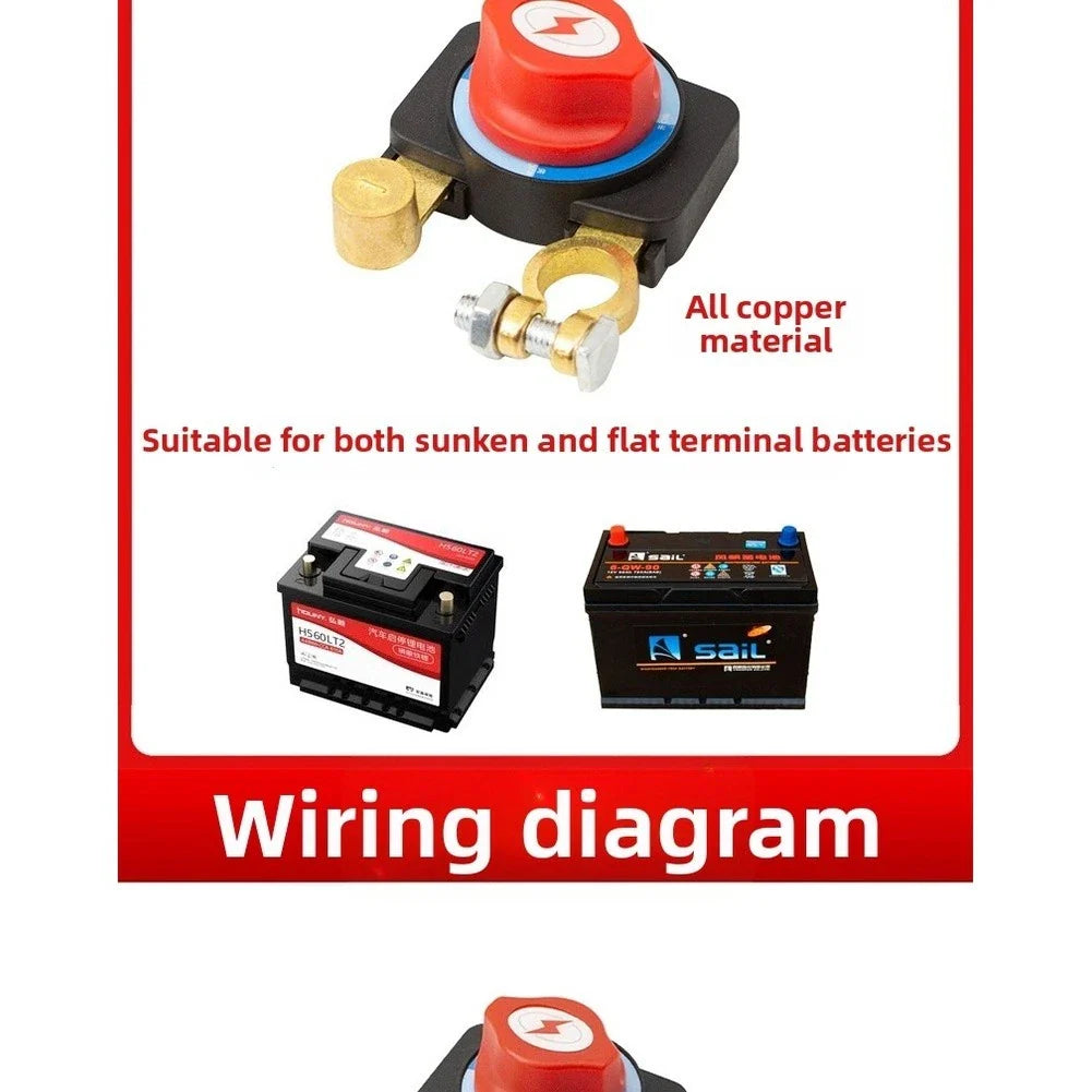 Copper Battery Disconnect Switch 12V/24V for Car/RV/Truck/Boat Battery Systems