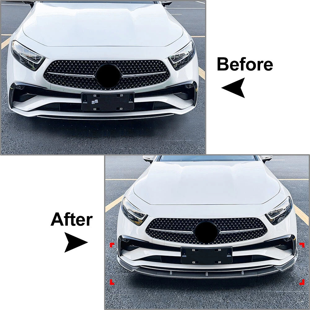 Carbon Look Front Bumper Spoiler Lip for Benz CLS Class (2022-2024)