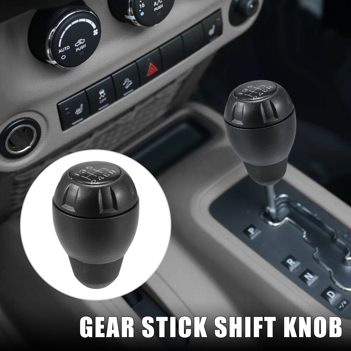 Gear Shift Knob for Jeep Wrangler JK (2011-2018) - 6 Speed Manual - Black
