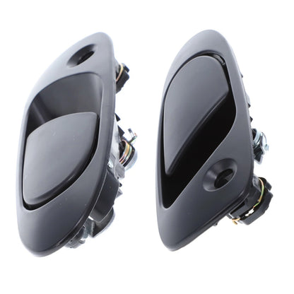 Set of 2 Front Left & Right Door Handles Outer Black for Honda Civic (91-95)