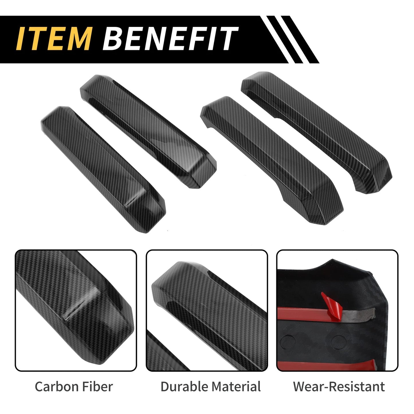Interior Door Handle Cover Trims for Ford F-150 (2015-2020) - 2 x Carbon Fiber