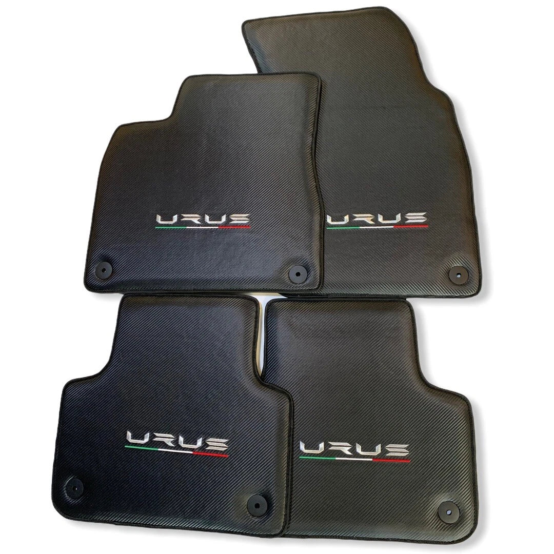 Floor Mats for Lamborghini URUS Carbon Leather Black 2018-2024