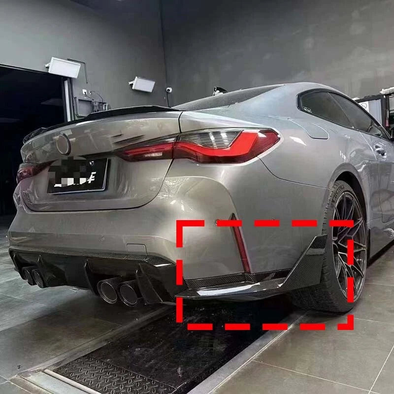 Carbon Fiber Rear Bumper Corner Extension Aprons Trim For BMW G82 G83 M4 2021-25
