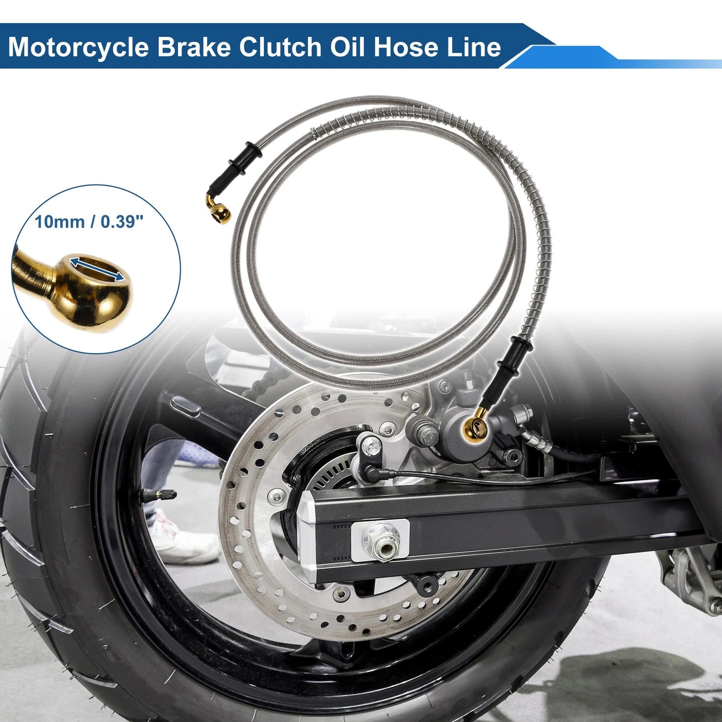Oil Hose Line 180cm for Motorcycle Brake Clutch Silver Tone