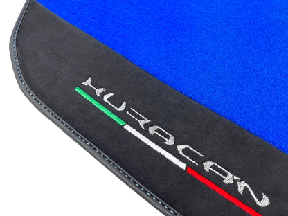 Blue Floor Mats for Lamborghini Huracan with Alcantara Leather (2014-2023)