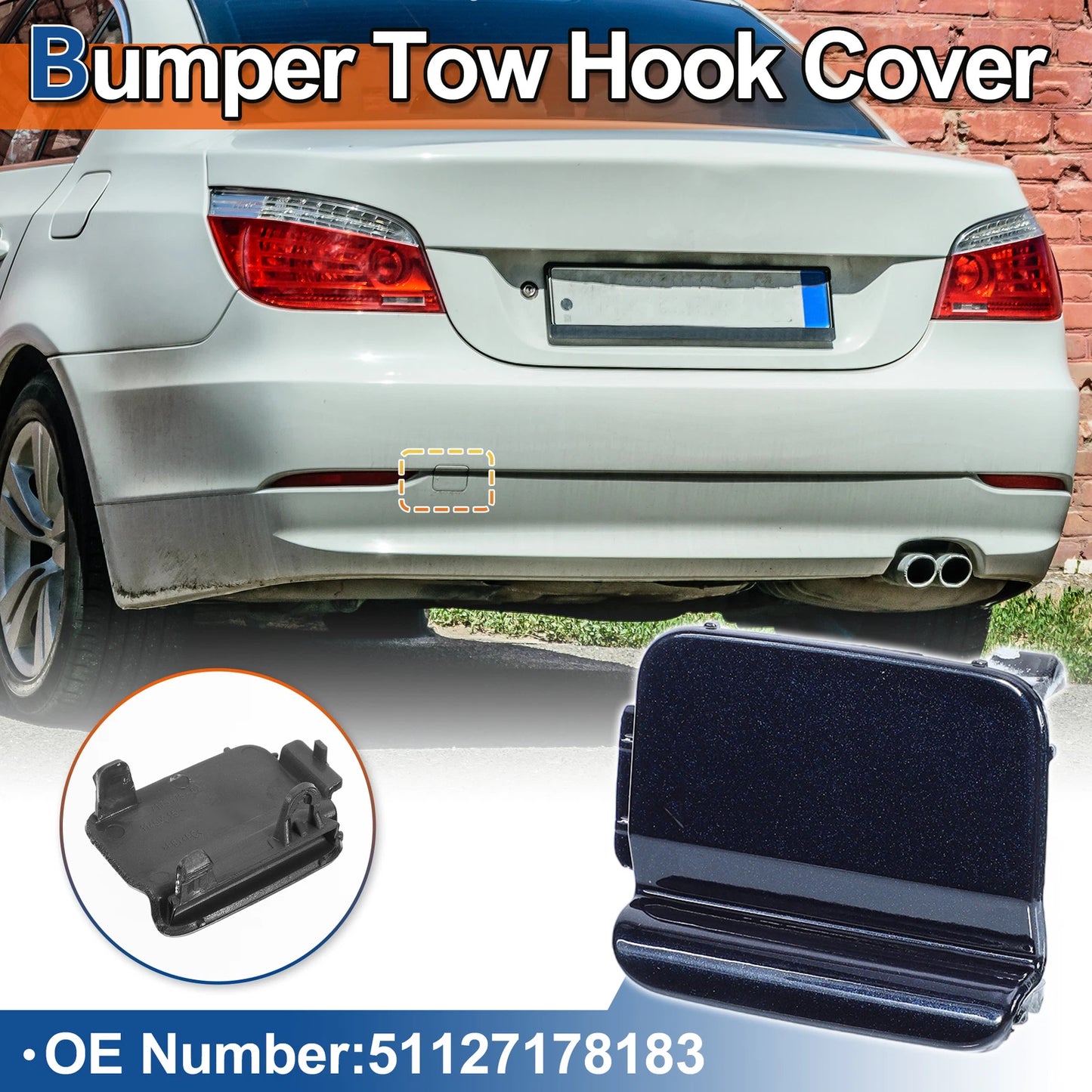 Rear Tow Hook Cover for BMW 528i 535i 550i (2011-2016) - Dark Blue