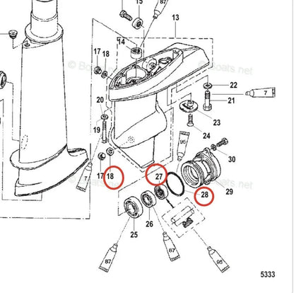 Lower Unit Oil Seal for Mercury Marine 4/5/6HP Outboard Engine