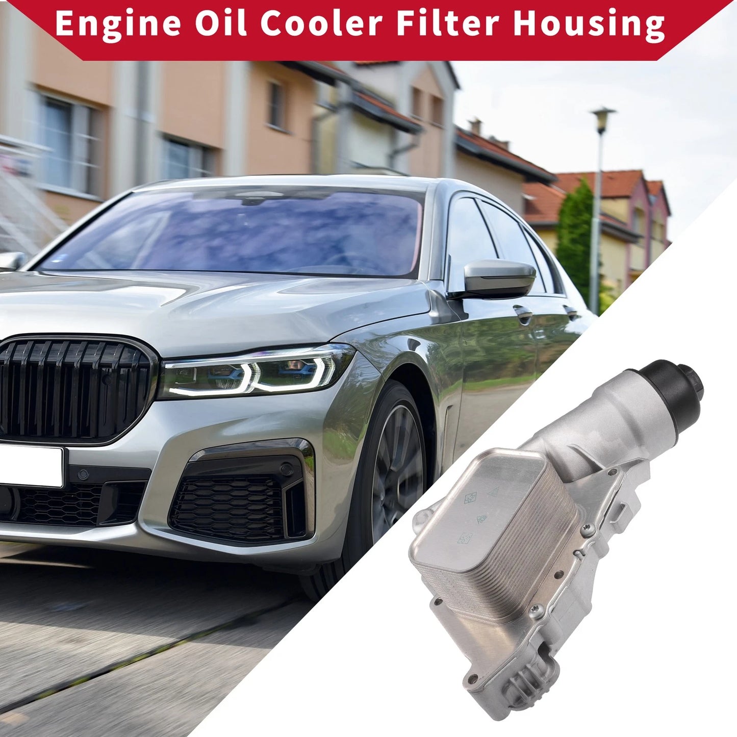 Engine Oil Cooler Filter Housing w/ Bolt & Seals for BMW i8 (2014-2020)
