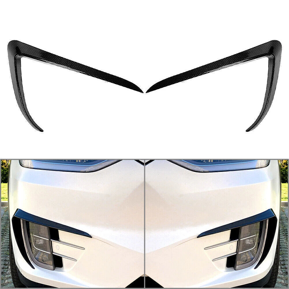 Carbon Fiber Front Fog Light Eyebrow Cover Trim for Tesla Model X (15-20)
