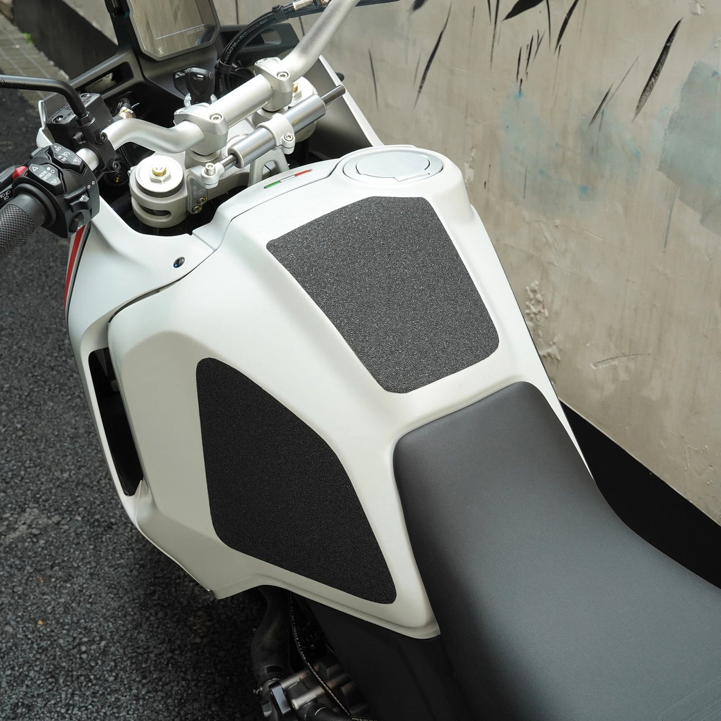 Black Fuel Tank Pad for Ducati Desert-X 2022-2024 - Knee Grip Traction