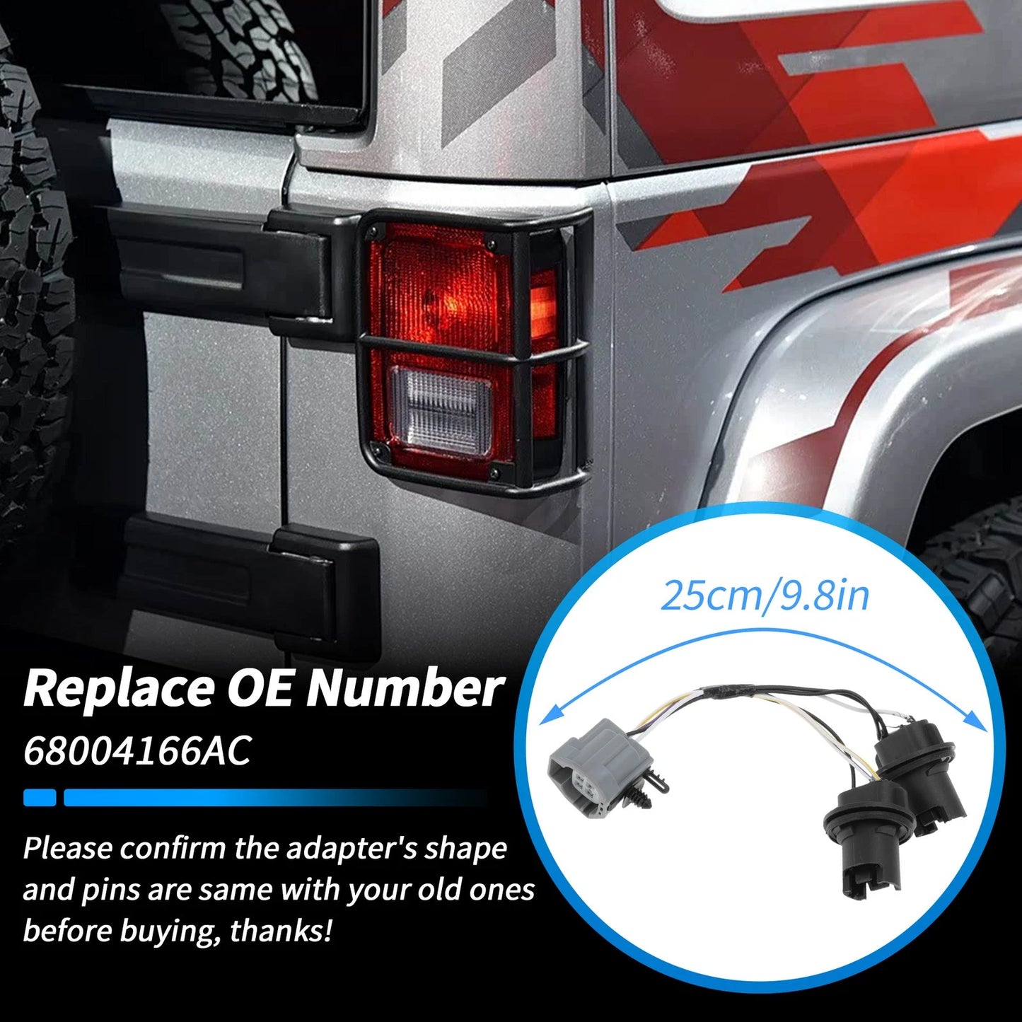 Tail Light Socket Wiring Harness for Jeep Wrangler JK (2007-2018)
