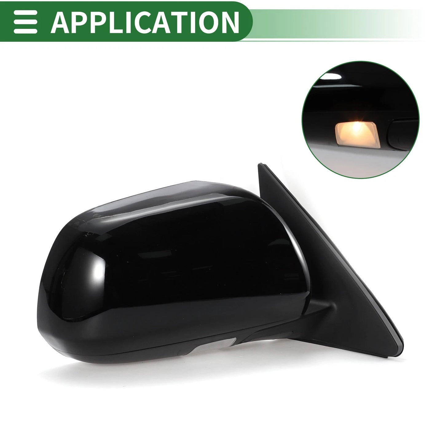 Right Side Door Mirror Gloss Black for Toyota Highlander (08–13)