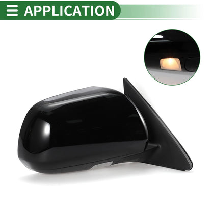 Right Side Door Mirror Gloss Black for Toyota Highlander (08–13)