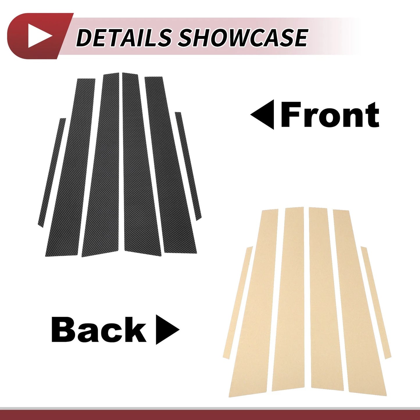 6 Pcs Door Pillar Window Trim for Lexus ES (1997-2001) Carbon Fiber Black