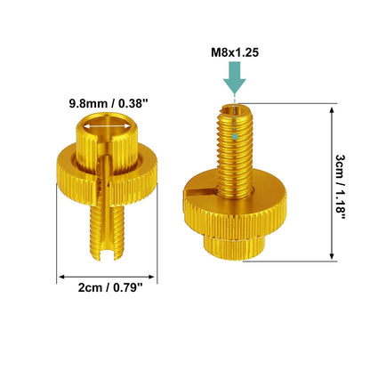 4pcs M8 Brake Clutch Lever Cable Adjuster Screws Bolts Gold Tone for Motorcycle