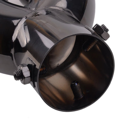 2.5" Inlet Dual Rear Muffler Exhaust Tip Tail Pipe for Titanium Black Car