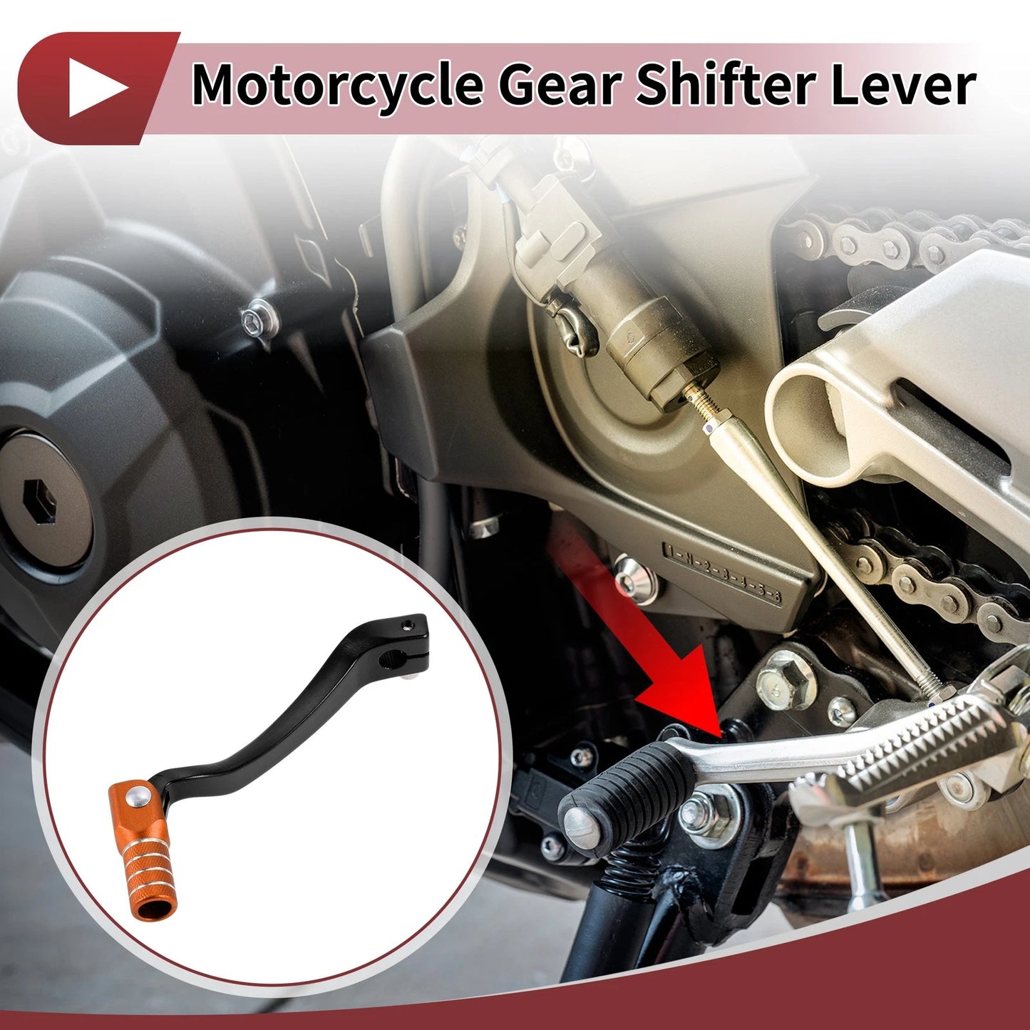 Gear Shifter Lever Folding for Kayo T6 Black/Orange Head