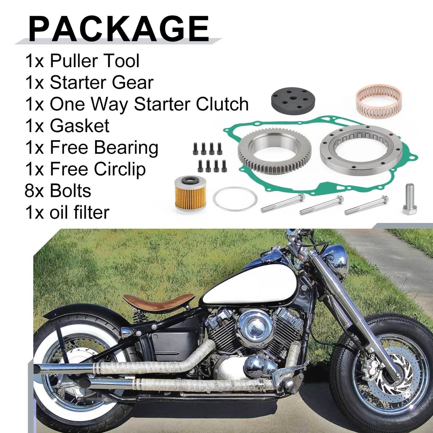 One Way Starter Clutch Kit w/ Puller Tool for Yamaha XVS1100 V-Star 1100