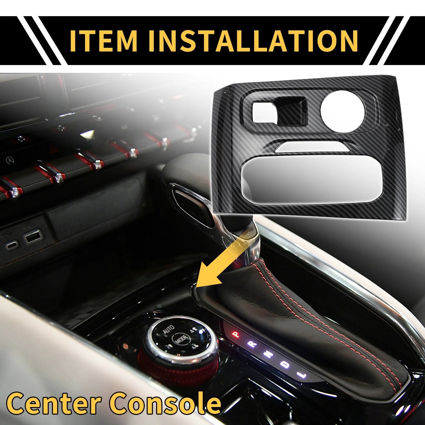 Gear Shift Frame Cover for Chevy Colorado (2023-2024) Carbon Fiber Pattern