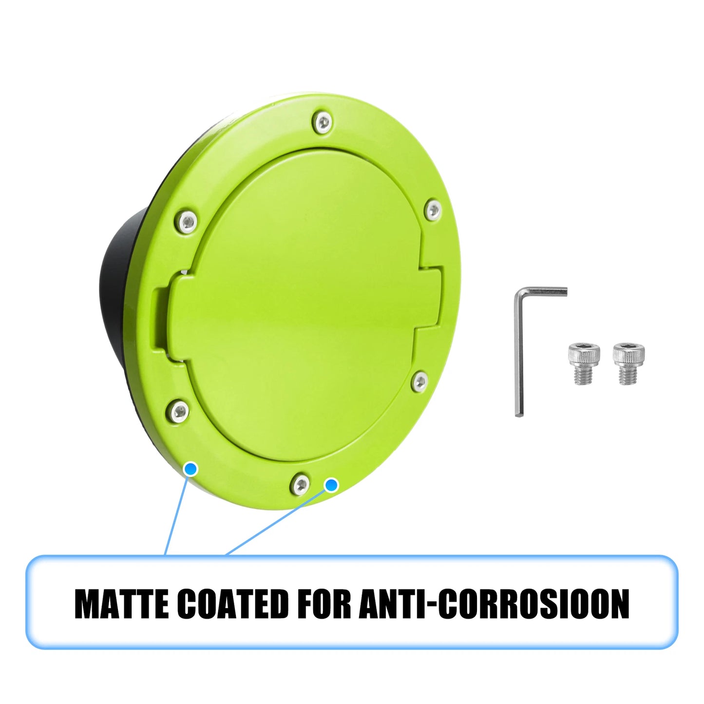 Green Aluminum Alloy Gas Fuel Tank Cap Cover for Jeep Wrangler (2007-2017)