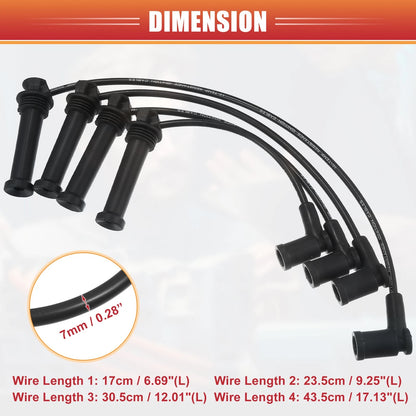 4pcs Spark Plug Ignition Coil Wires for Mazda 6 (2003-2005)