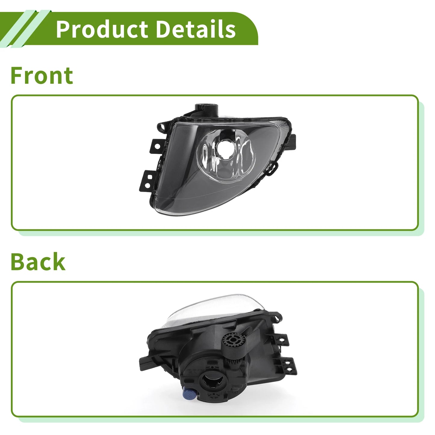Left Fog Light Grill for BMW 535i 2010-2017 (1 x Clear, Black)