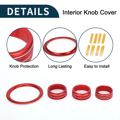 AC Media Headlight Switch Knob Cover for Jeep Gladiator JT (2020-2023) 8 Pcs