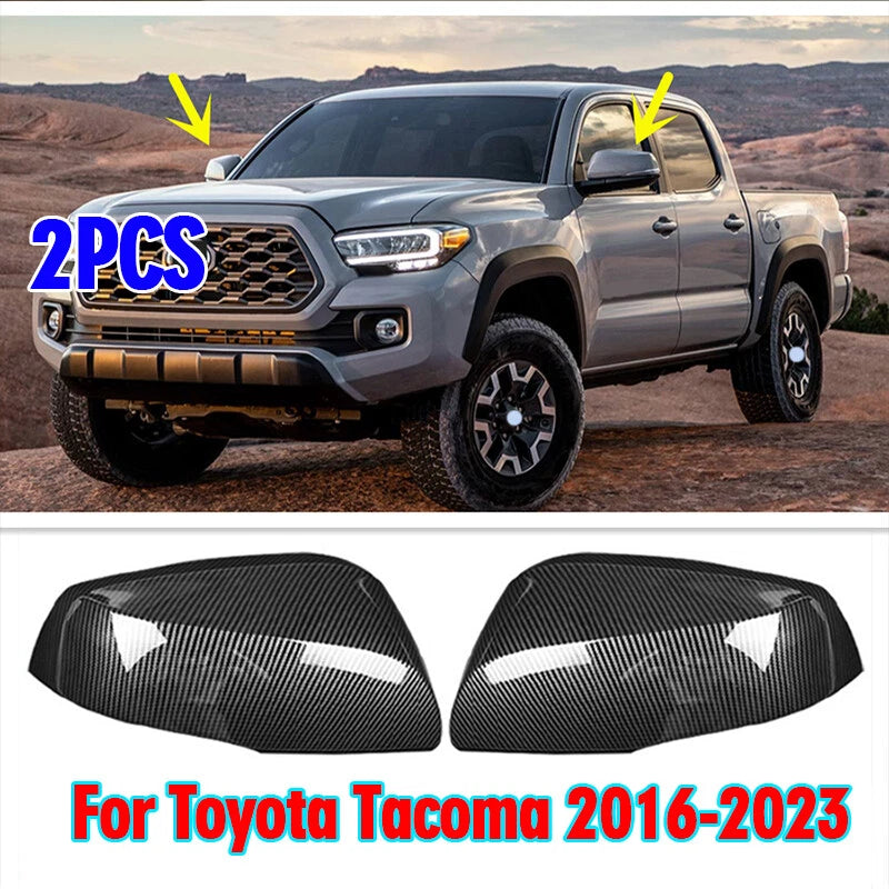 2 x Carbon Fiber Side Mirrors Trim Cover for Toyota Tacoma (2016–2023)