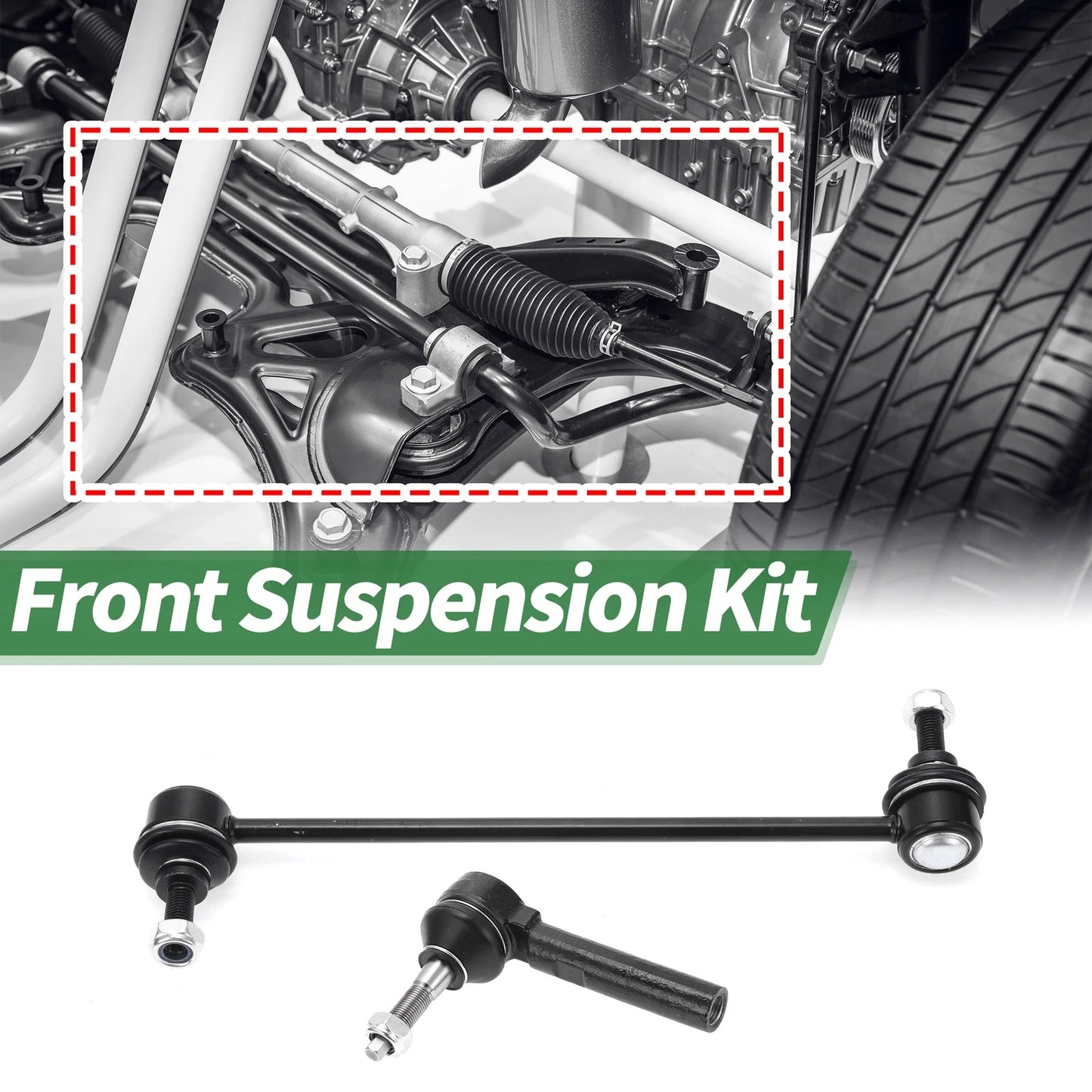 4 x Front Outer Tie Rod Ends & Sway Bar Link for Chrysler Sebring (2007-2008)