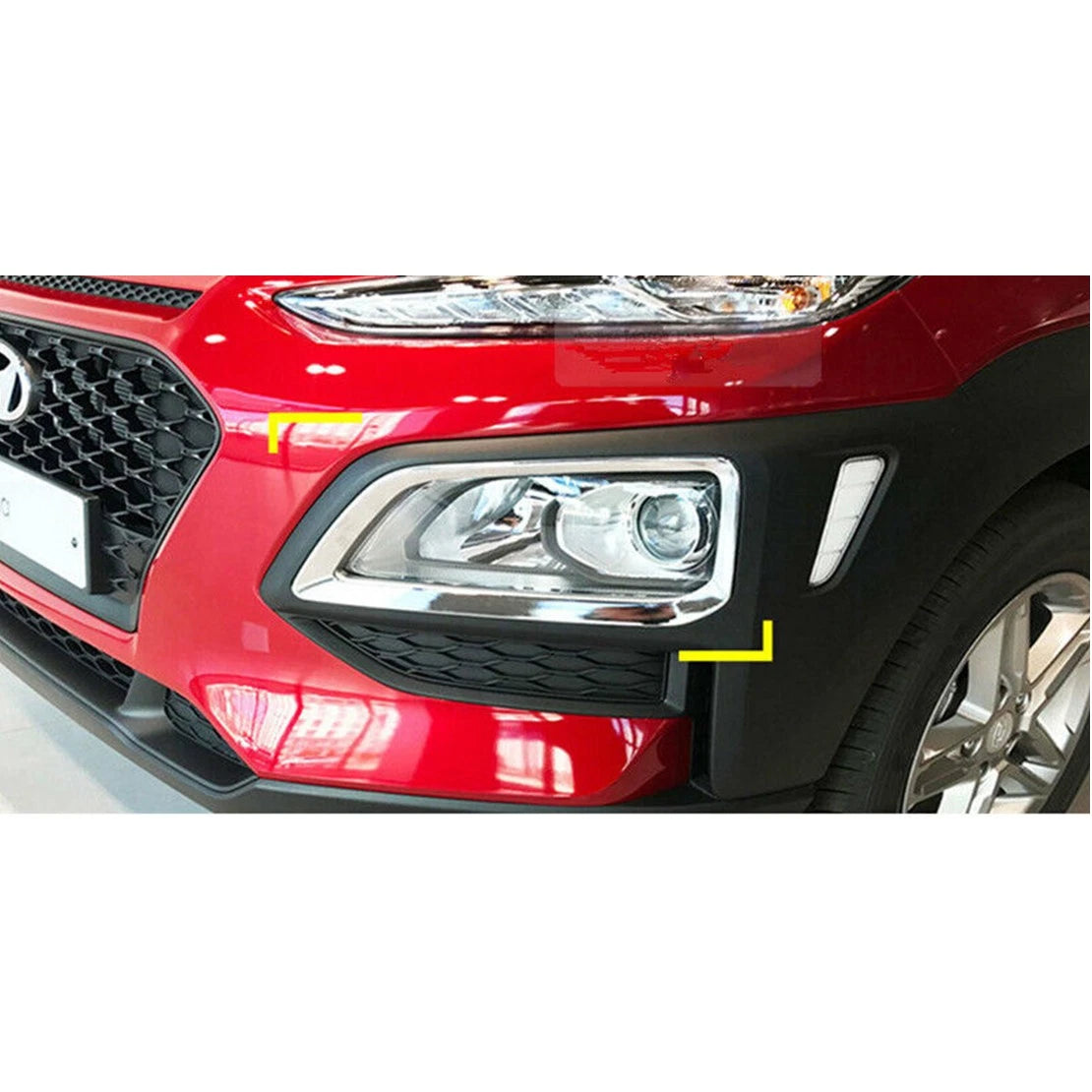 Chrome Front Bumper Fog Light Covers for Hyundai Kona (2018-2022)