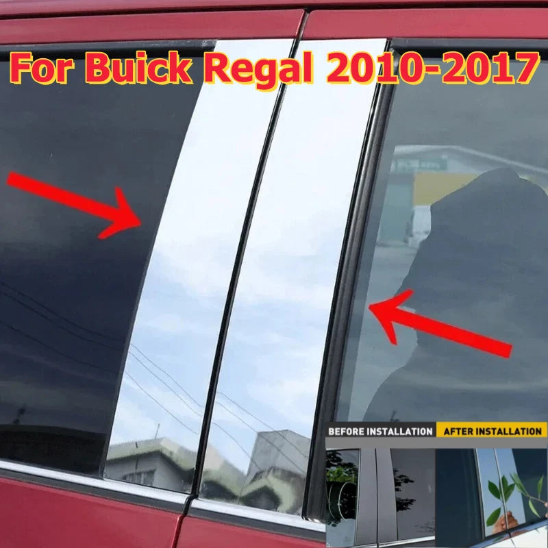6PCS Window Door Pillar Posts Trim Cover for Buick Regal (2010–2017)