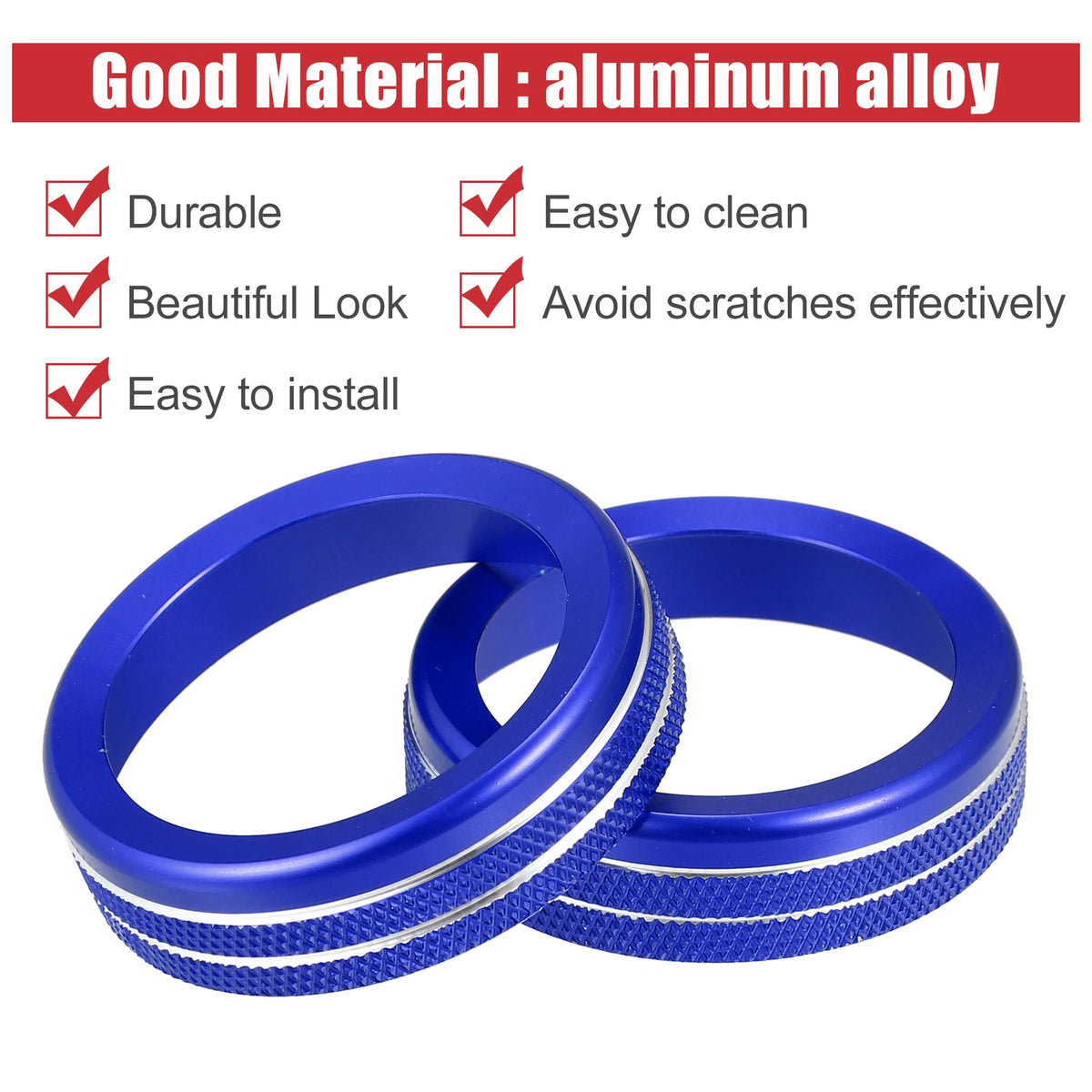 7 x Blue AC Climate Control Ring Knob Trim Covers for Ford F-150 (2021-2022)