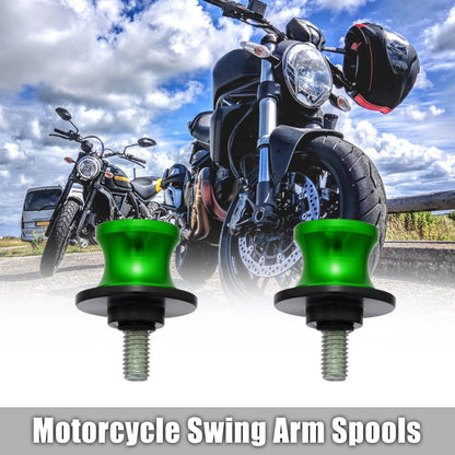 2 x 8mm Motorcycle Swing Arm Spool Rear Stand Sliders Green for Motorcycle