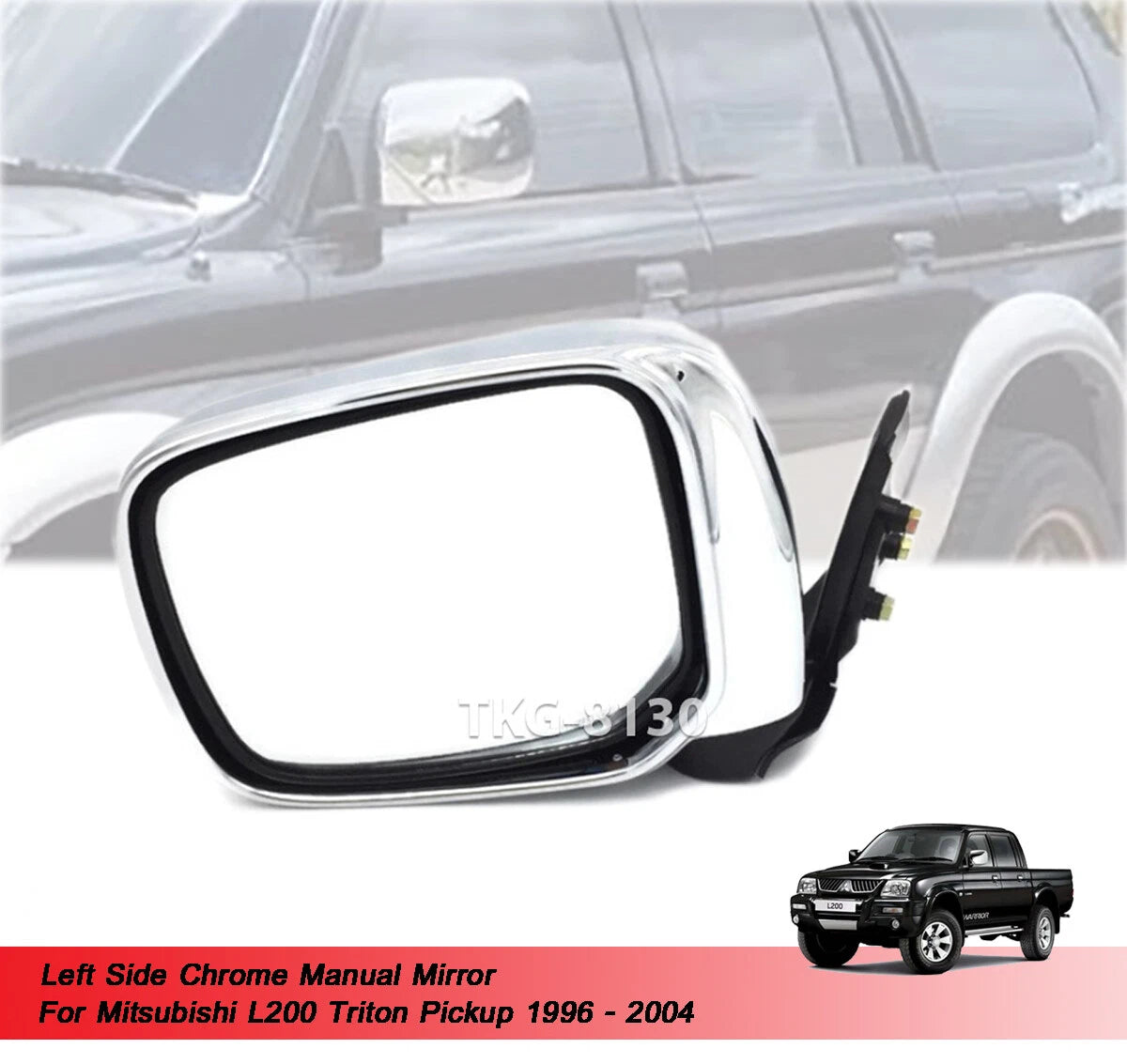 Left Manual Mirror for Mitsubishi L200 Triton (1996-2004)
