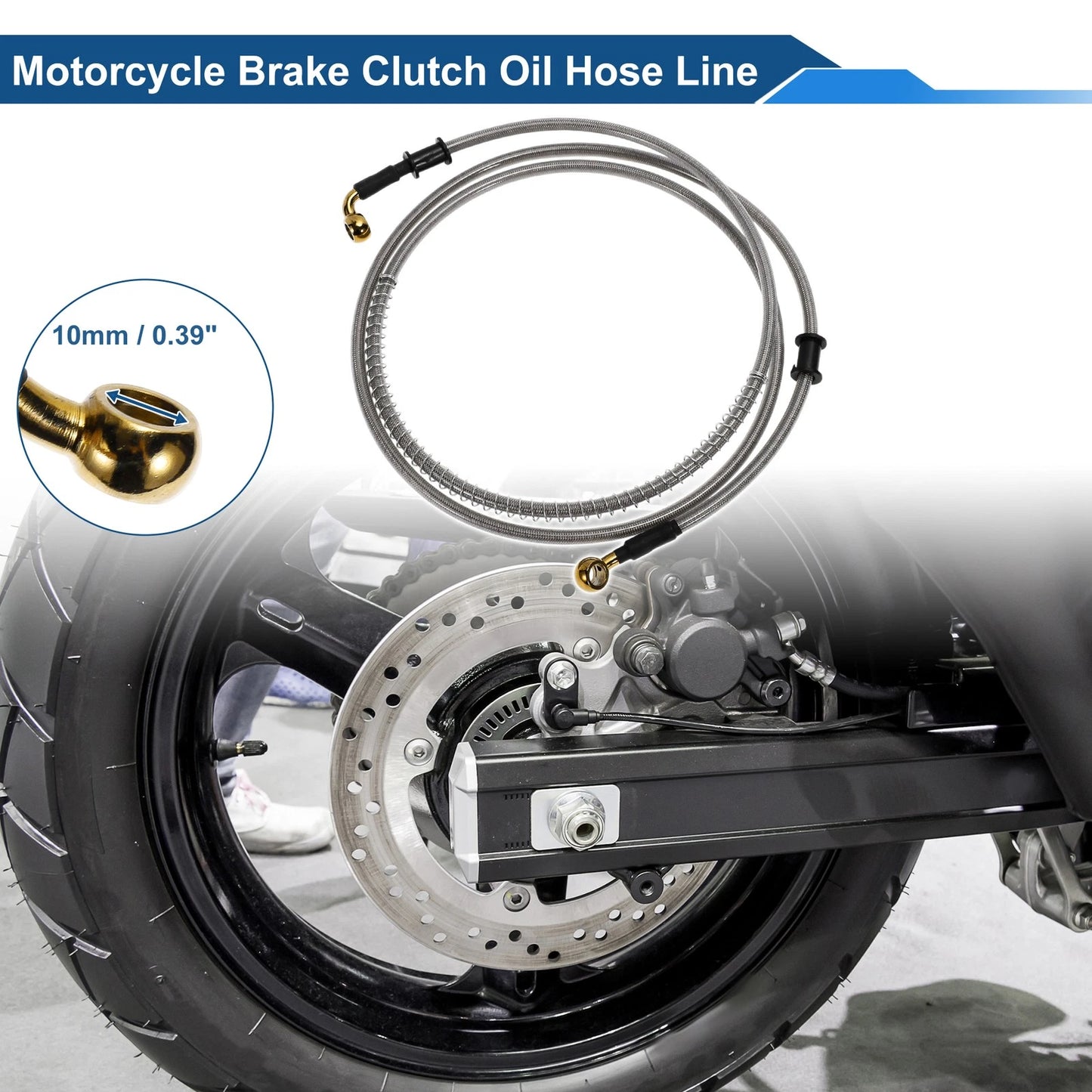 190cm Brake Clutch Oil Hose Line Silver Tone for Motorcycle