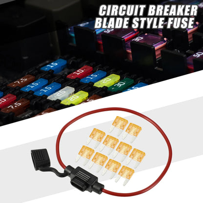 5A Mini Blade Style Fuse Set with 16 AWG Holder for Car
