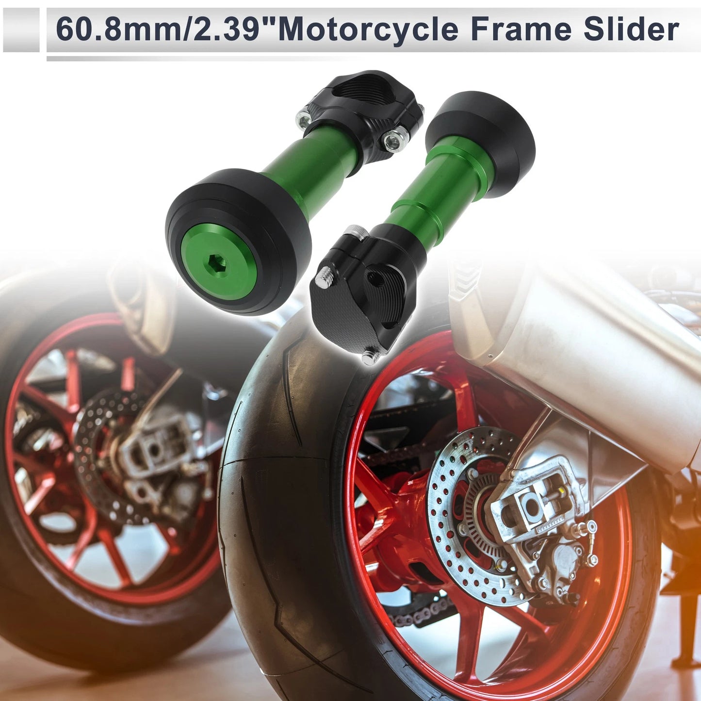 Slider Frame Aluminum Alloy Motorcycle 2 x Green for Make Model