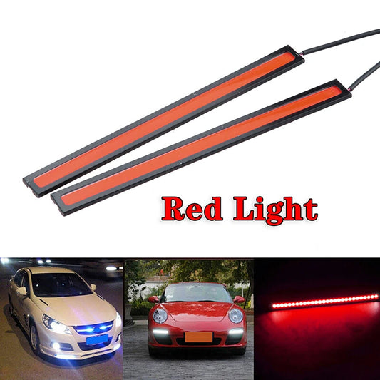 2 x 12V Red DRL COB LED Strip Light Bars for Camping Caravan Boat Car Waterproof