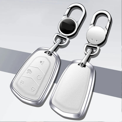 Alloy Leather Remote Fob Holder Key Shell Cover Case for Cadillac XTS ATS CTS