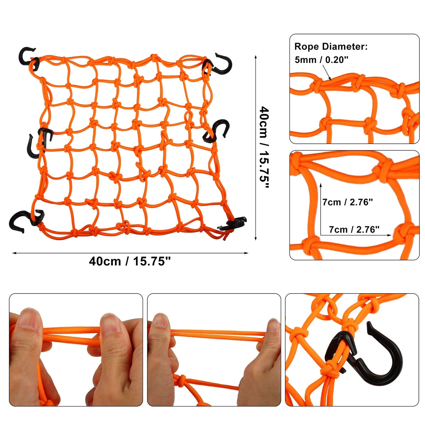 1 Pcs / 40x40cm 49 Holes / Luggage Cargo Net Bag for Motorcycle