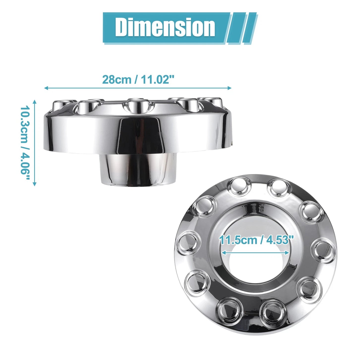 Front Wheel Center Hub Caps Covers 10 Lug Chrome for Ford F450 F-550