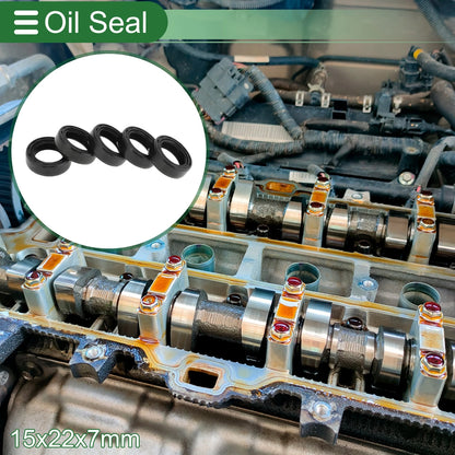 Oil Seal 5 Pcs Seal Ring Rotary Shaft Seal NBR Rubber 15x22x7mm Black