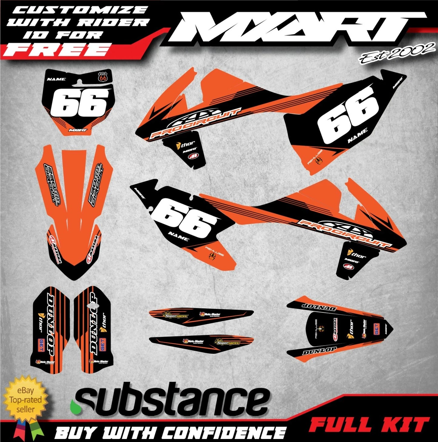 Custom Decals Full Sticker Kit for KTM SX 125 (2016-2018)