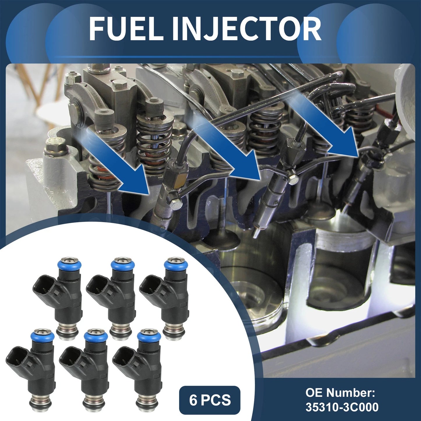 Fuel Injector 3.3L for Hyundai Santa 2007-2009 - 6 x Black Injectors