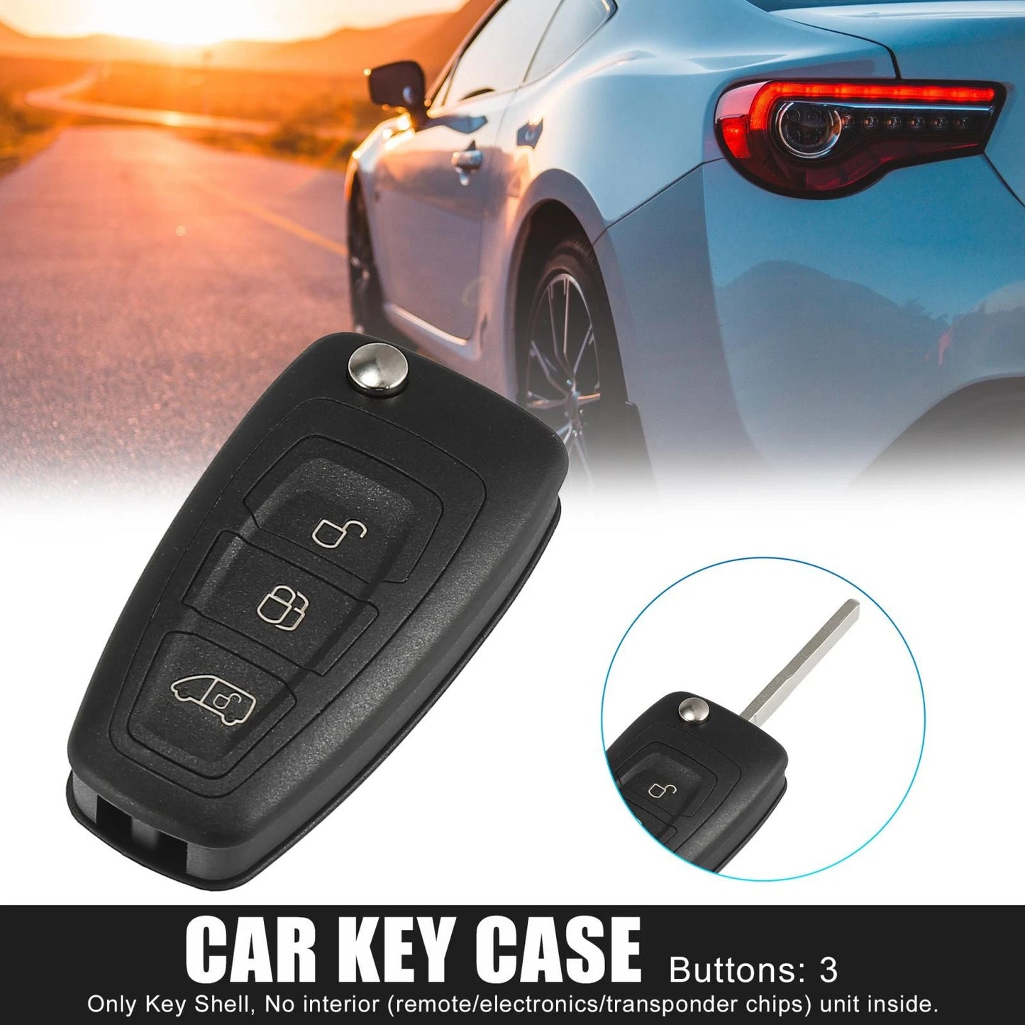 3 x Car Fob Key Case Shell for Ford Transit (2014-2023)