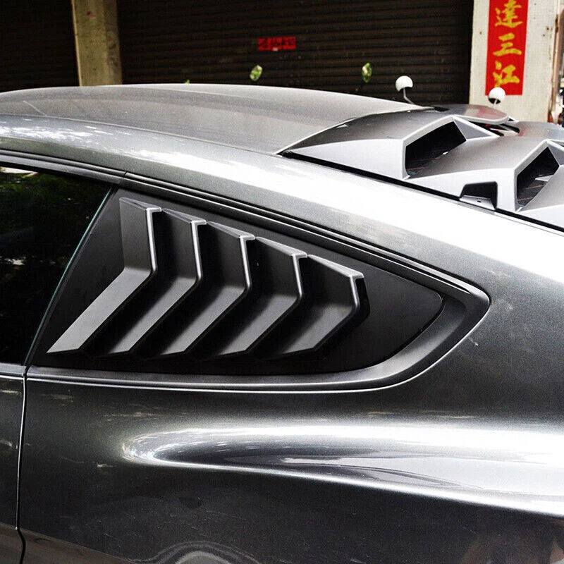 Glossy Black Side Vent Window 1/4 Quarter Scoop Louvers for 2015-2022 Ford Mustang