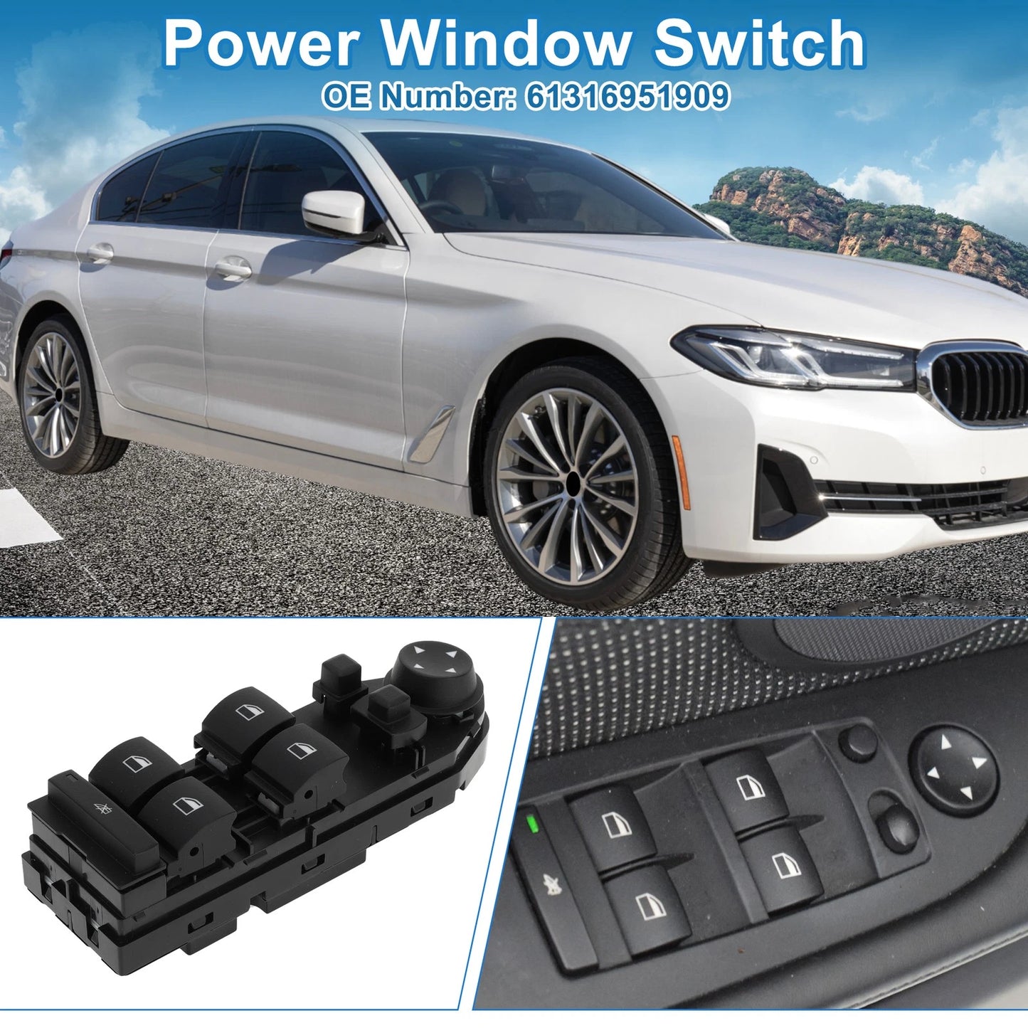 Power Window Switch for BMW 525i Base 2.5L L6 (2004-2005)