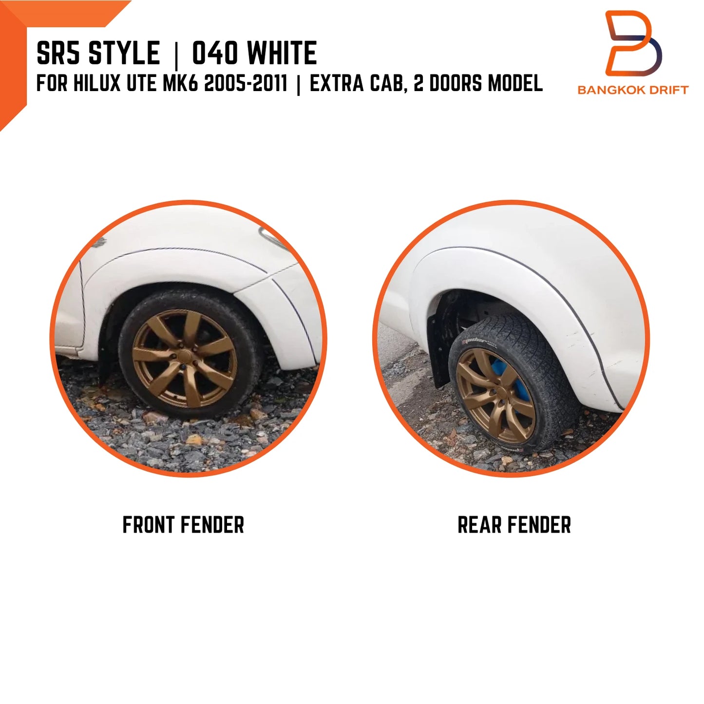 White SR5 Fender Flare Arch for Toyota Hilux Ute Vigo MK6 (2005-2015)