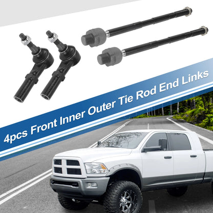 4 x Front Inner Outer Tie Rod End Link Kit for Dodge Ram 2500 (2003 - 2010)