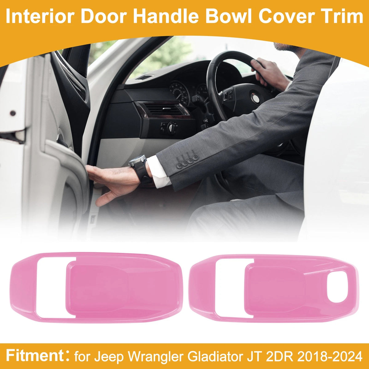 Pink Interior Door Handle Bowl Cover Trim for Jeep Wrangler Gladiator JT (2018-2023)